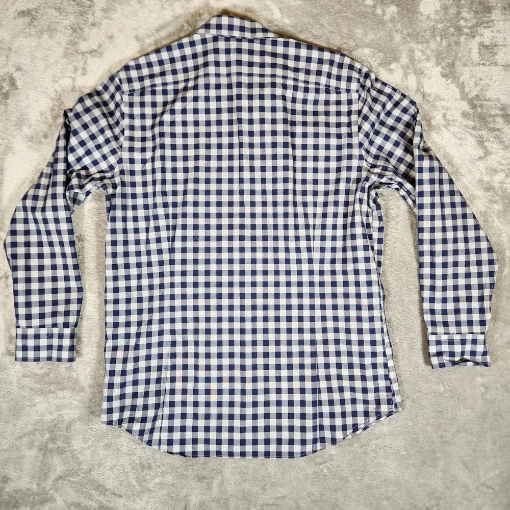 Banana Republic Shirt Men's XL 17-17 1/2 Non Iron‎ Slim Fit Blue Plaid Button Up